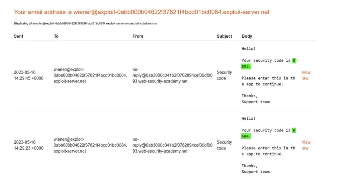 Brute force attack against an authentication factor